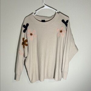 Floral Beige Sweater